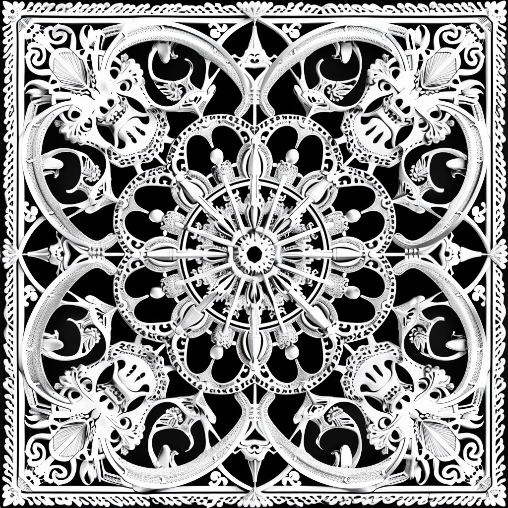 Black white lace pattern design