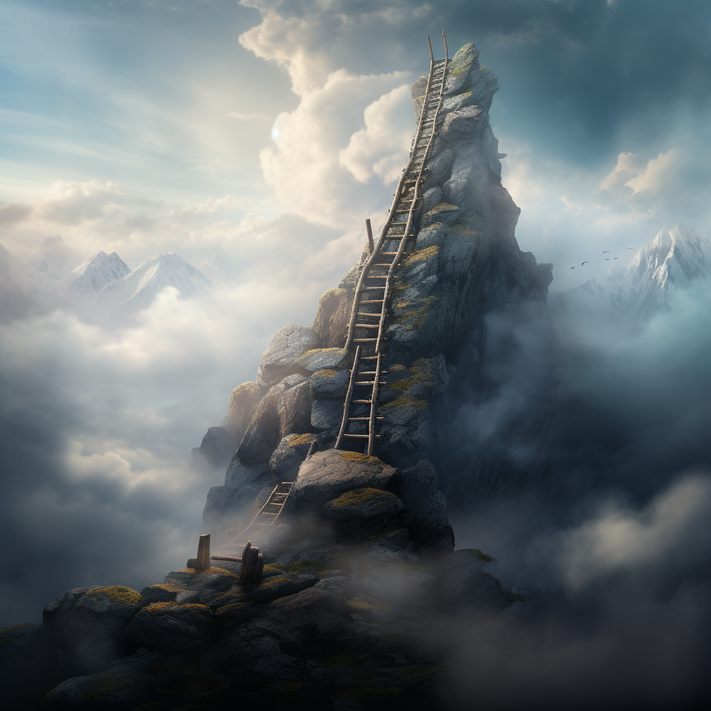 A towering ladder stretching towards the sky