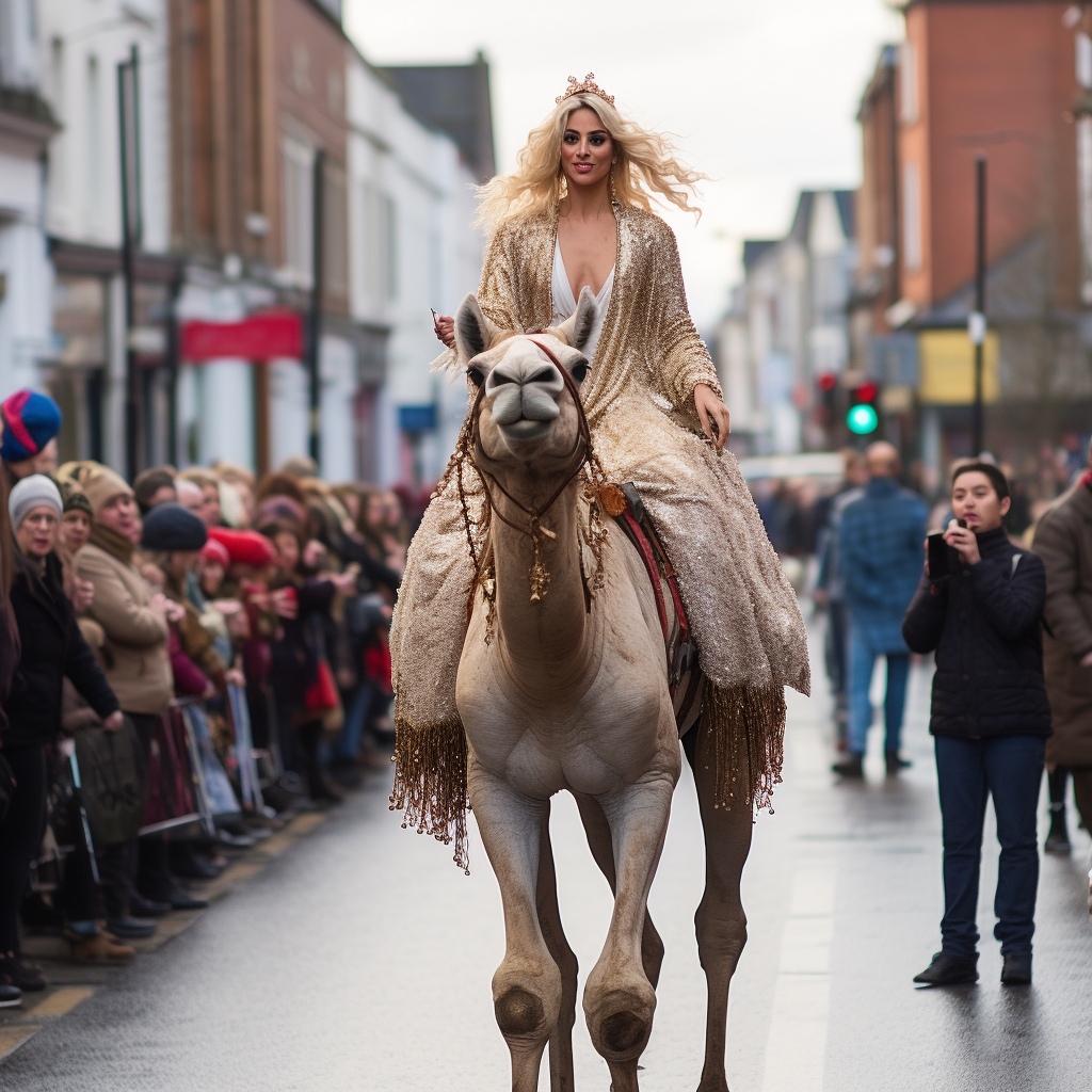 Lady Gaga riding camel on Grafton Street