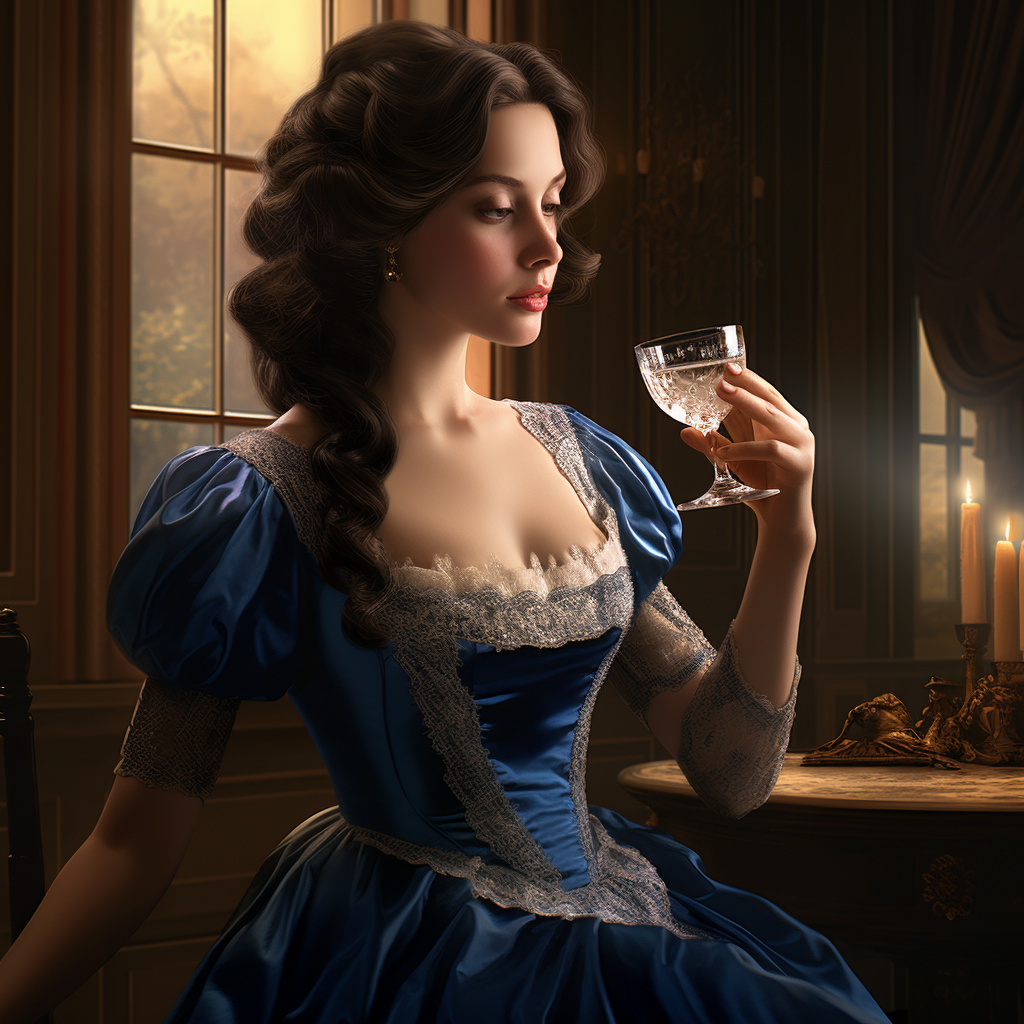 lady in blue historical bal dress