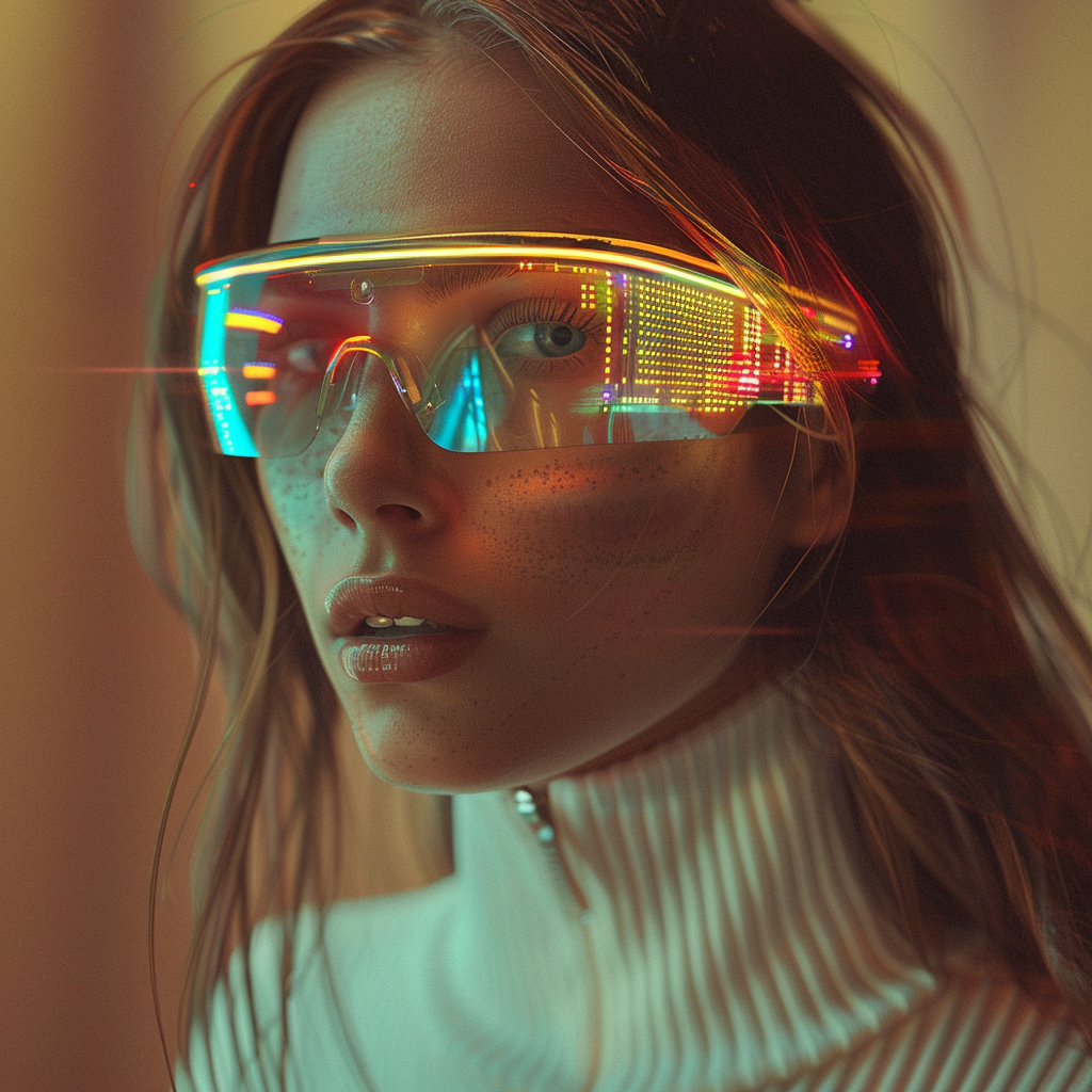 woman futuristic AI glasses technology