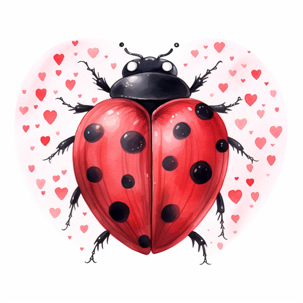 Ladybug drawing with hearts