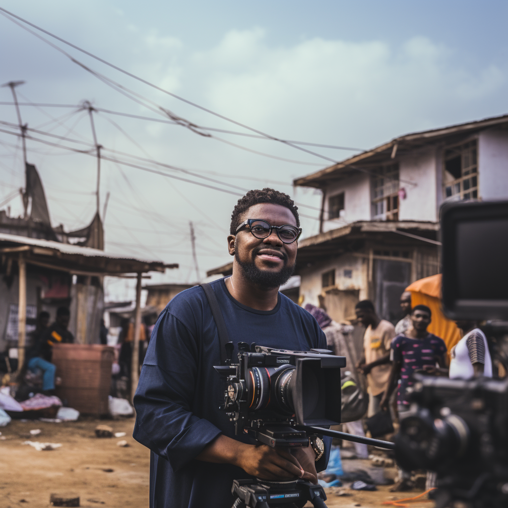 Film director on set in Lagos