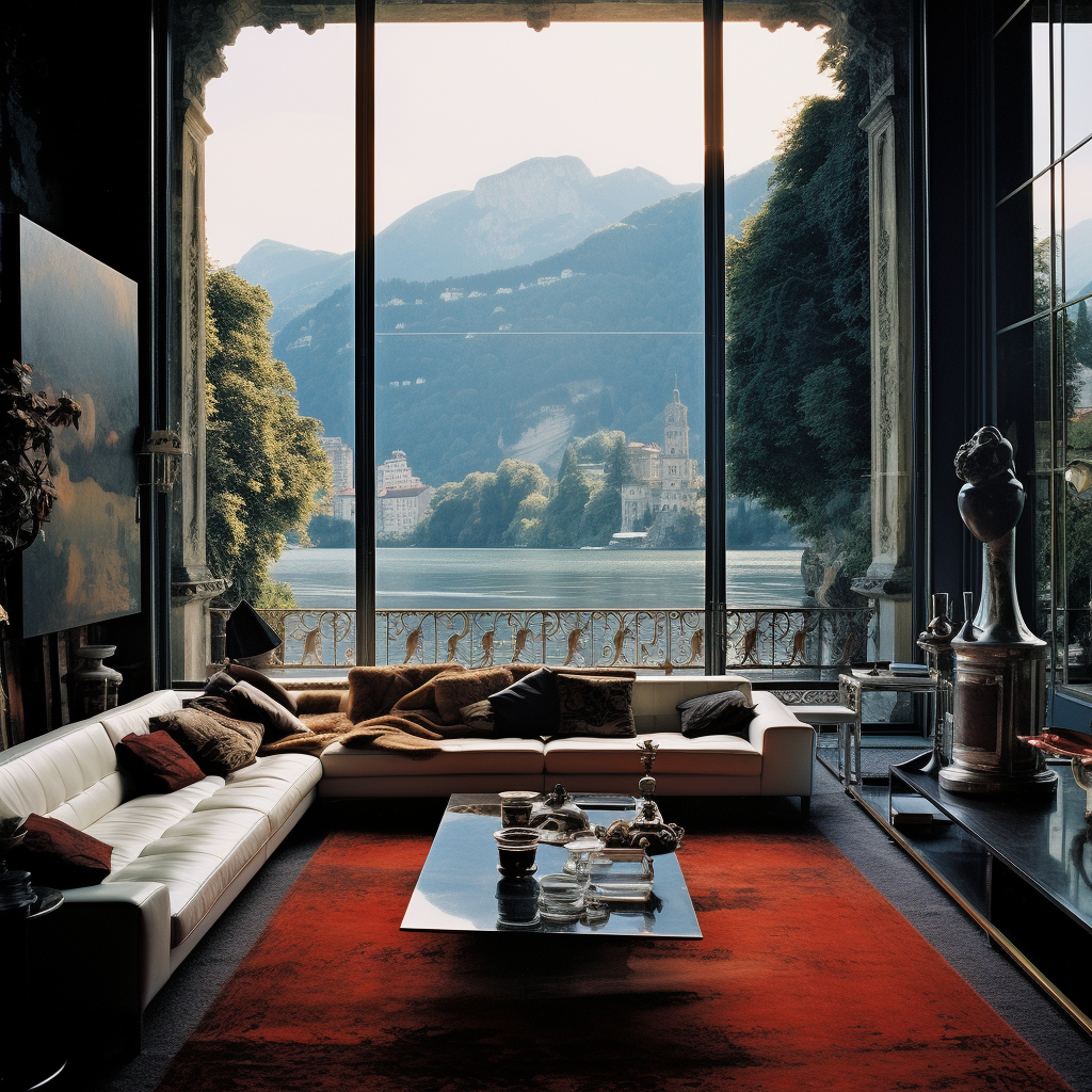 Beautiful living room with lake view