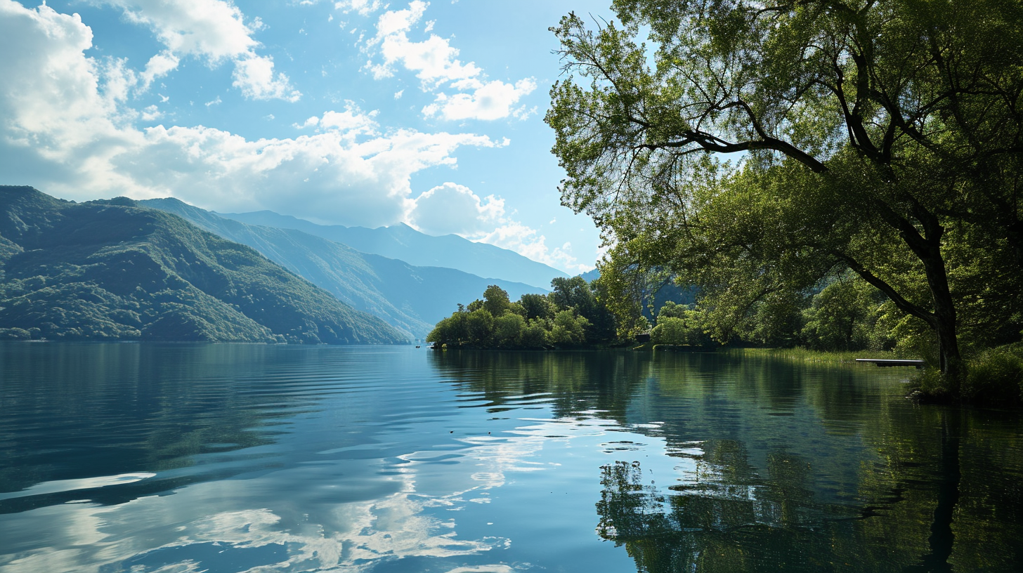 Beautiful lake reflection in nature scenery