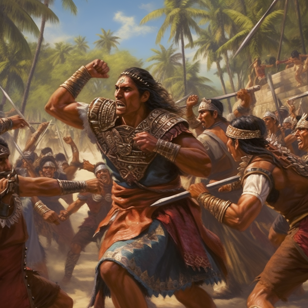 Lamanites and Nephites engaged in epic battle