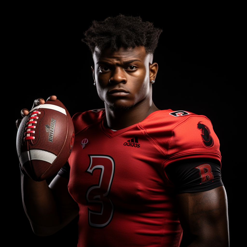 Lamar Jackson throwing football with dramatic dark background