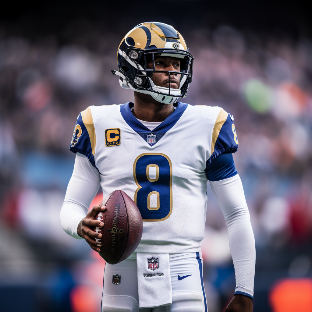 Lamar Jackson in Rams uniform playing football