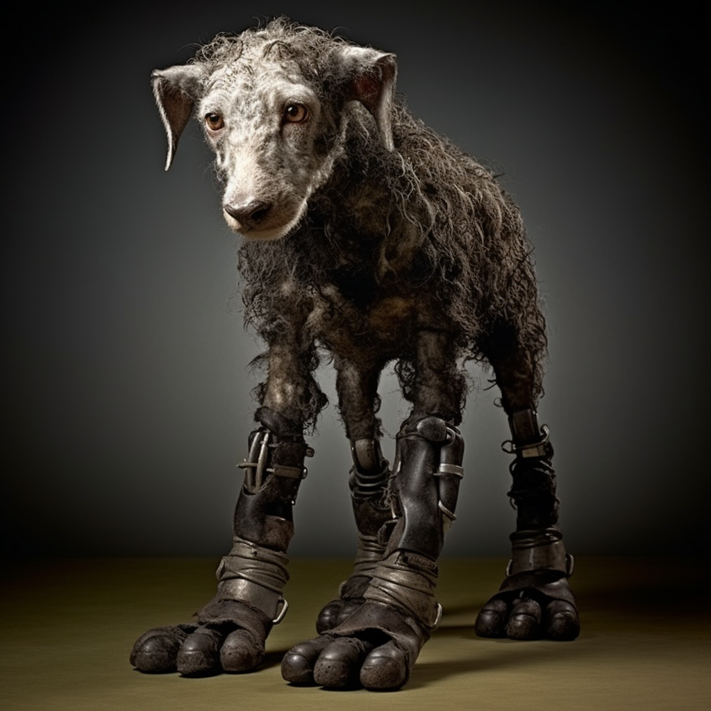 Curious lamb with unique human-like feet