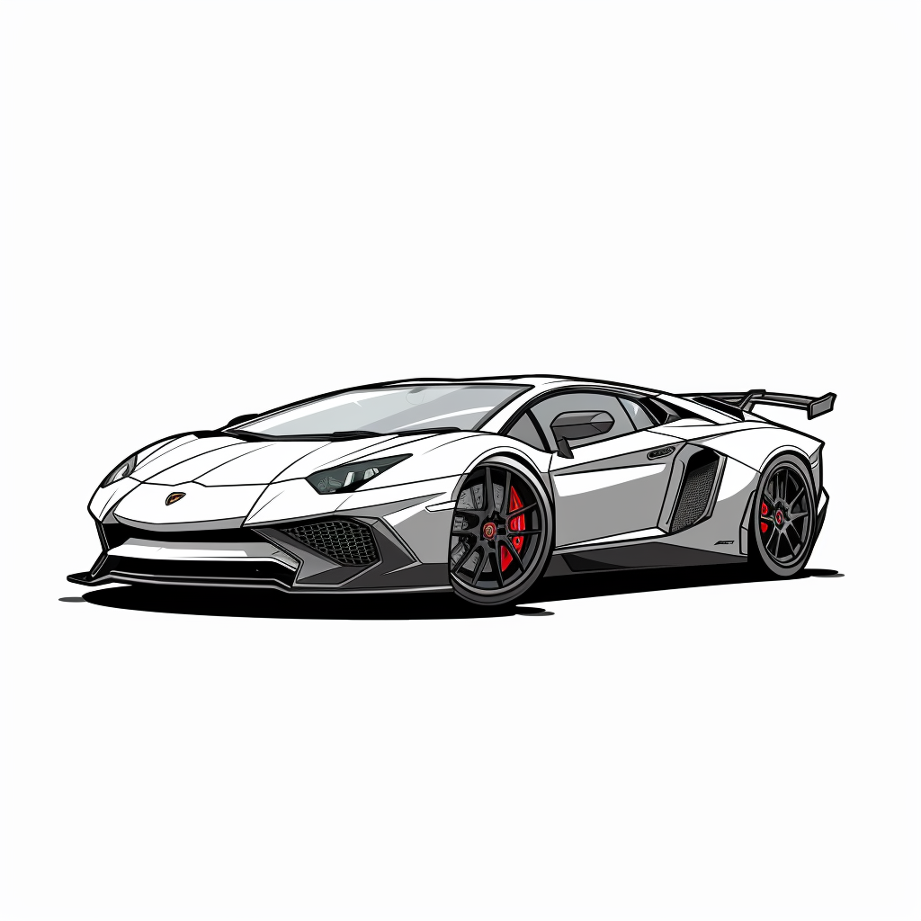 Lamborghini Aventador Cartoon White