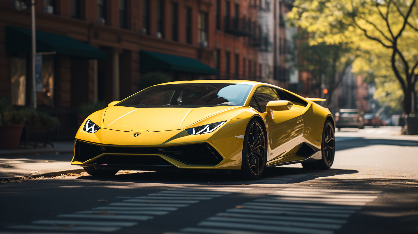 Detailed Lamborghini Huracan Performante parked on NYC street