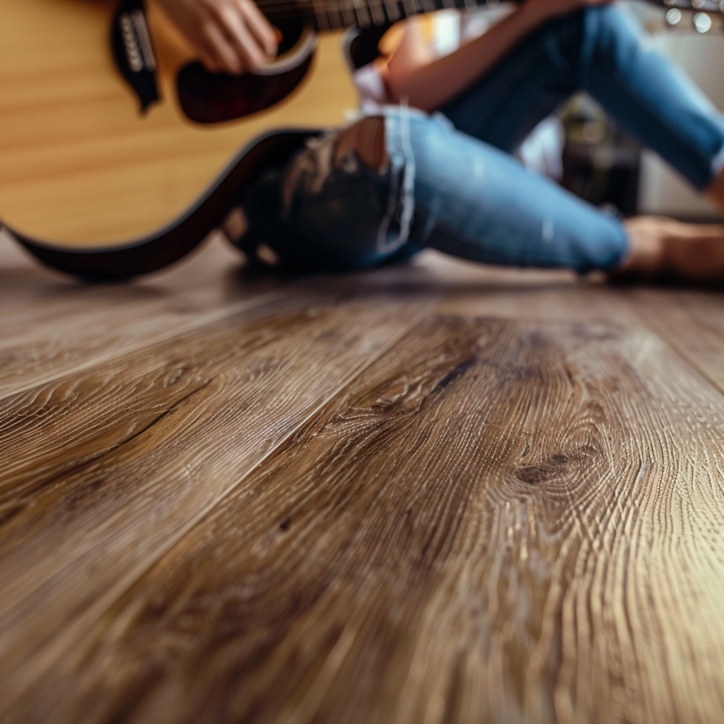 Braun Laminate Flooring Texture Girl Guitar