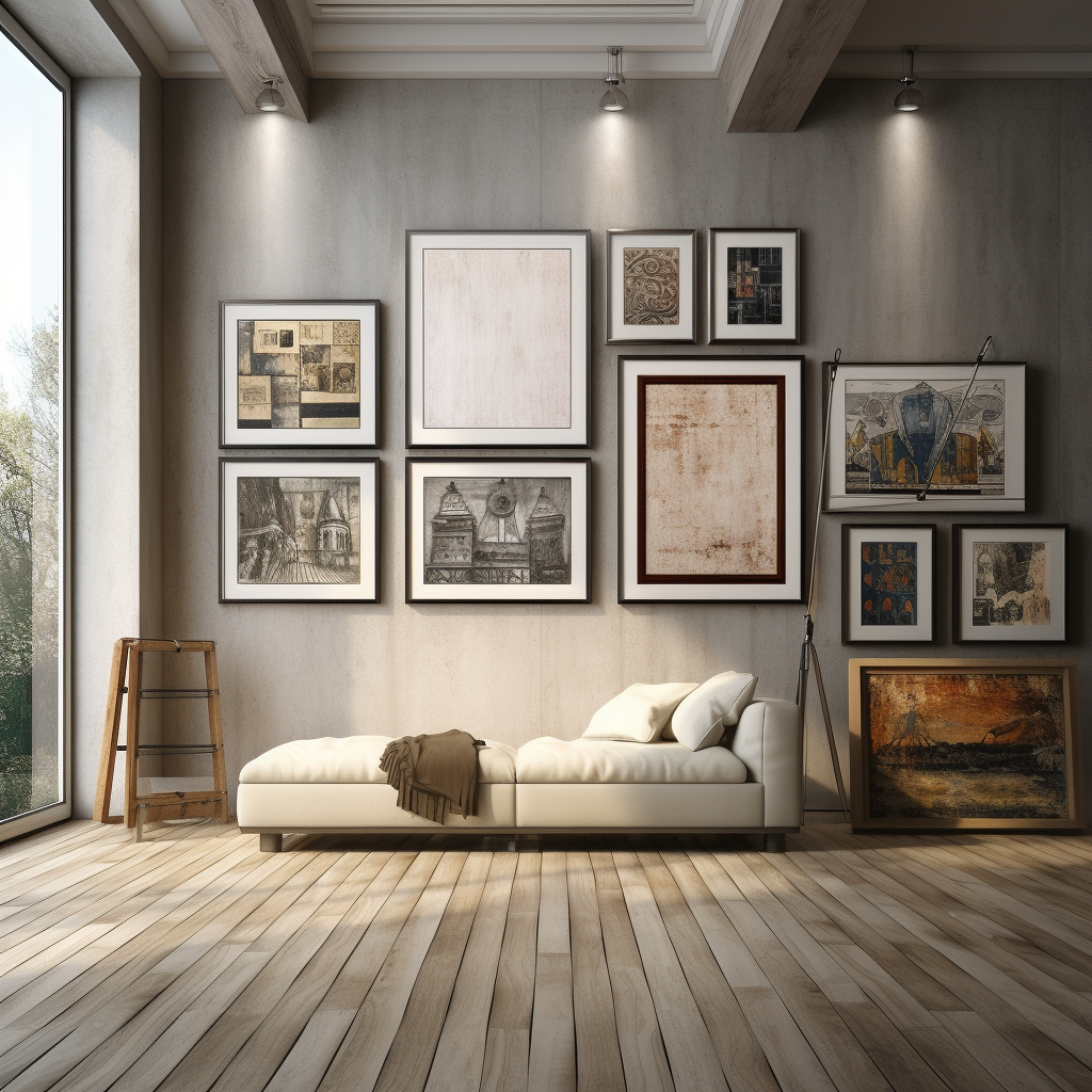 Creative laminates frame in interior