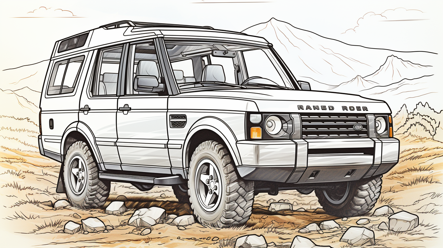 Black line art of 1999 Land Rover Discovery