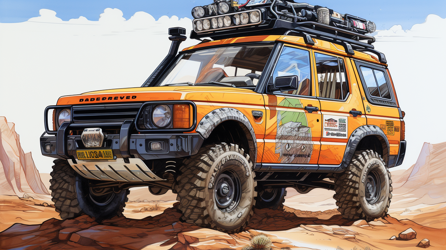 Black line art of Land Rover Discovery