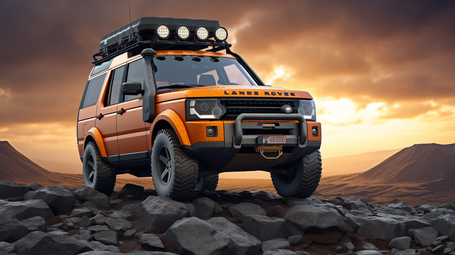 Dragon-themed Land Rover Discovery in off-road adventure