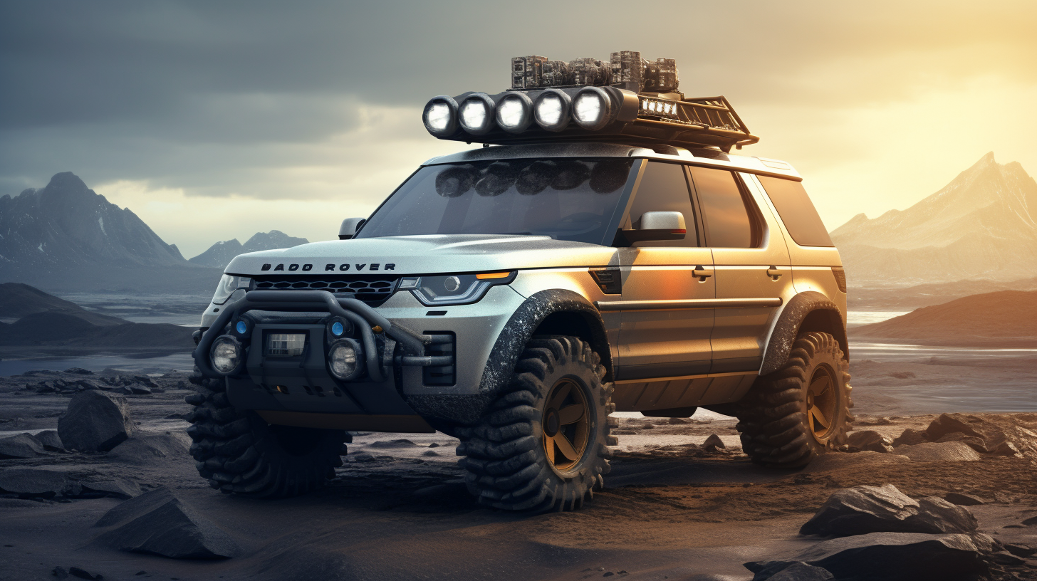 Hyper realistic Land Rover Discovery spaceship