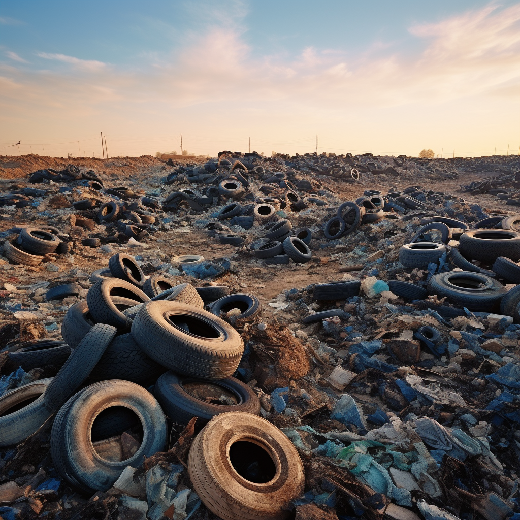 Harmful gas emissions from landfill tires