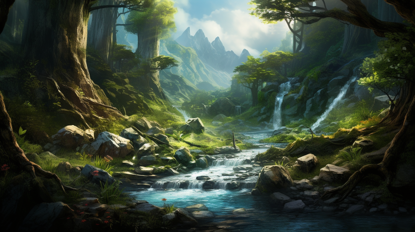 Forest mountain landscape scenery