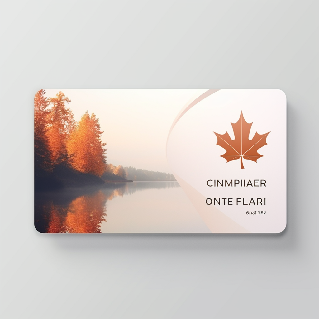 Landscape company card with maple leaf decoration