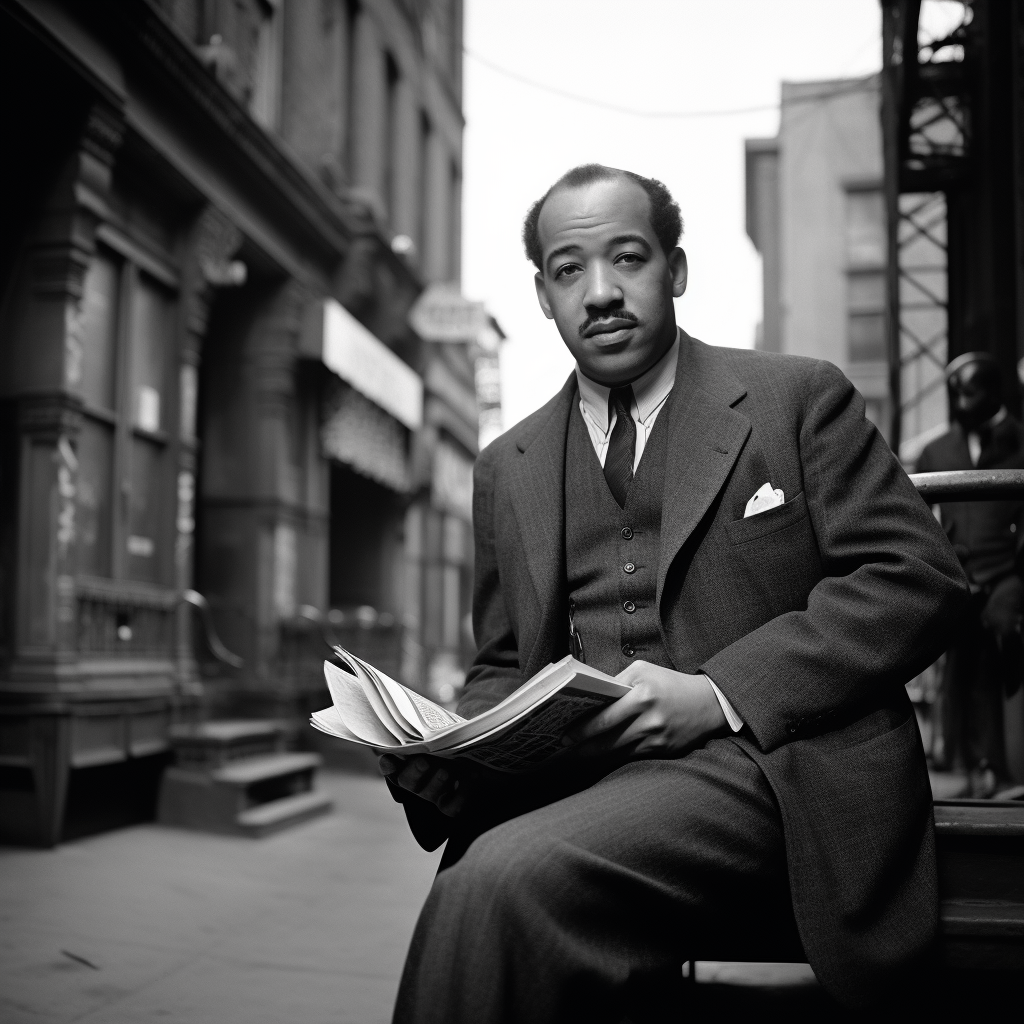 Langston Hughes holding iconic notebook of the era