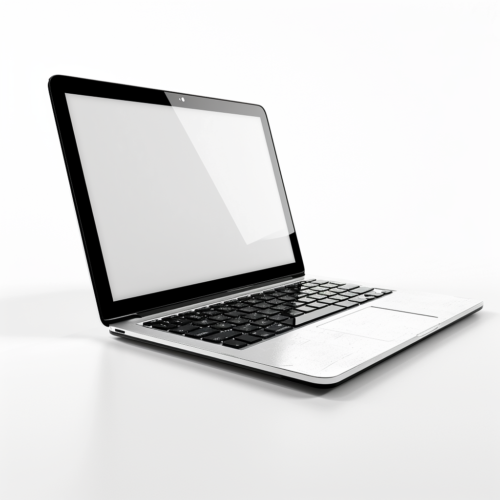 Laptop on white background