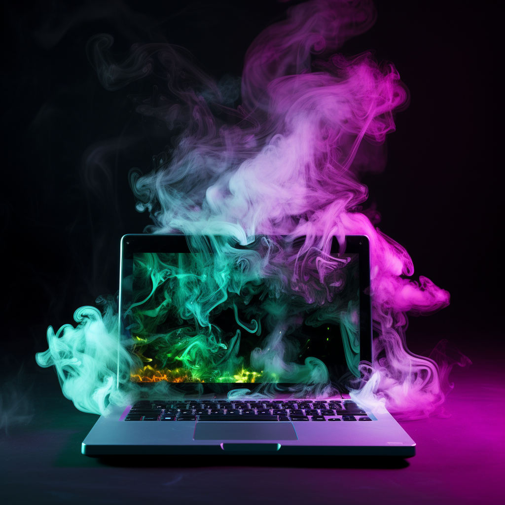 Smoke emerging from laptop in experimental photography