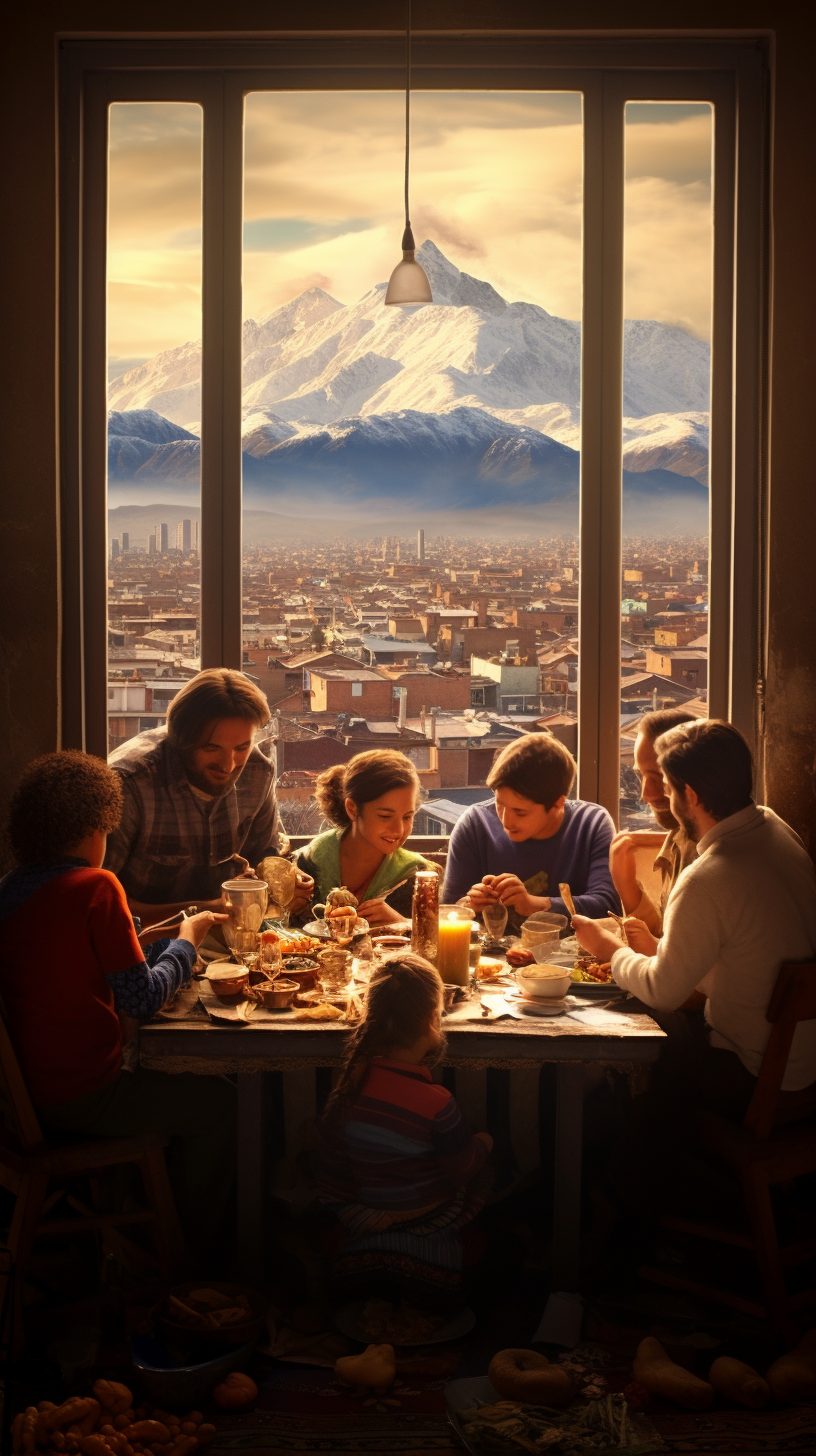 Large Argentine Family Having a Meal