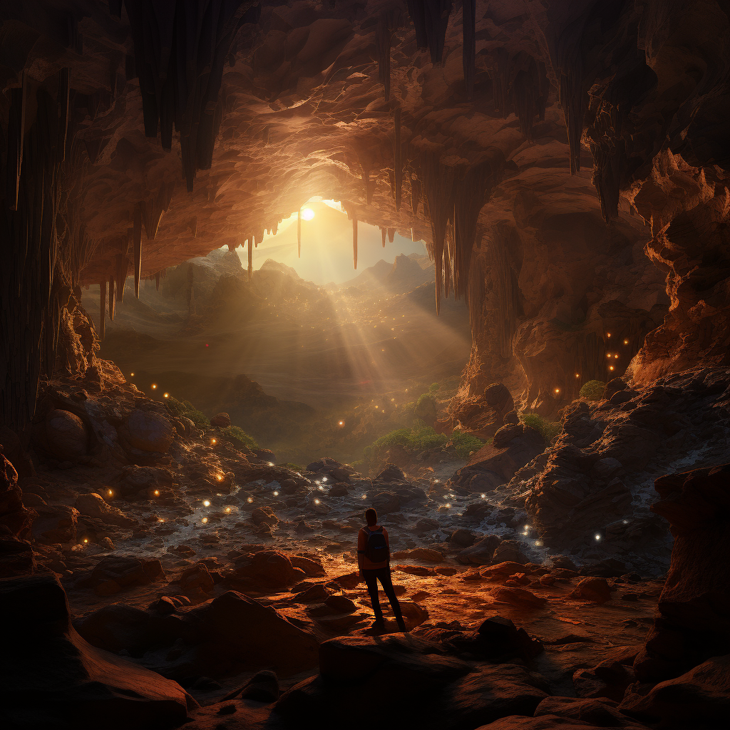 Majestic cavern in earth's center