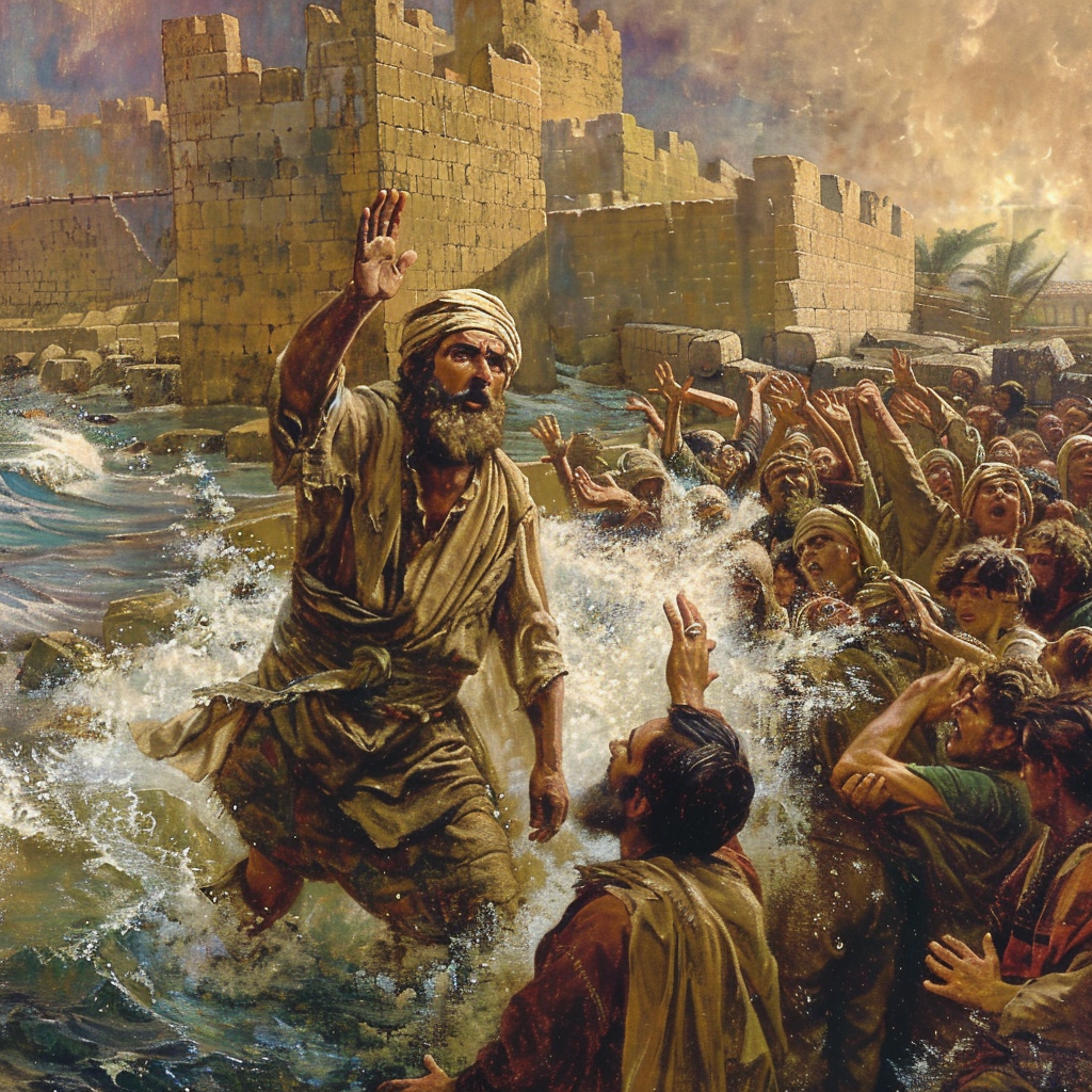 Jonah announcing destruction of Nineveh