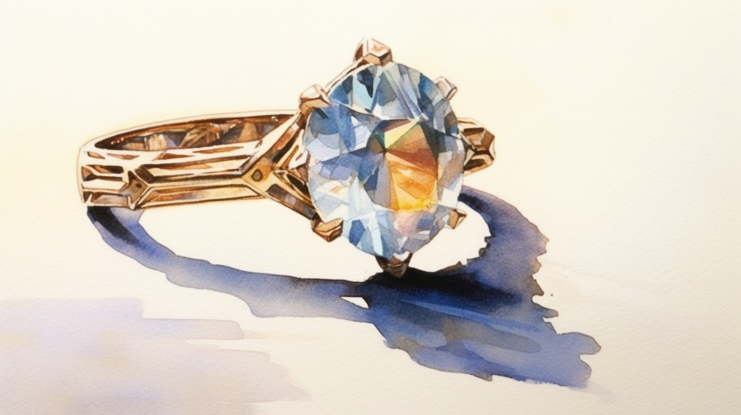 Exquisite Large Diamond Ring in Watercolor