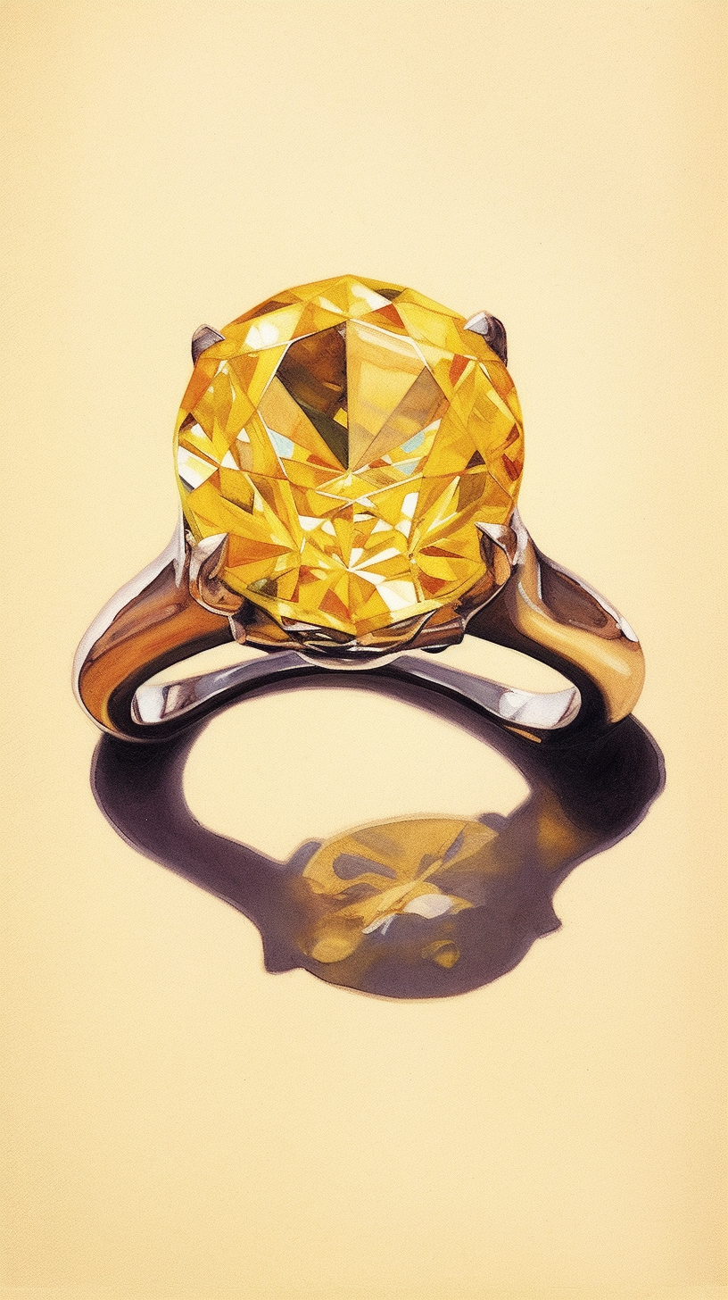 Beautiful yellow background with large diamond ring