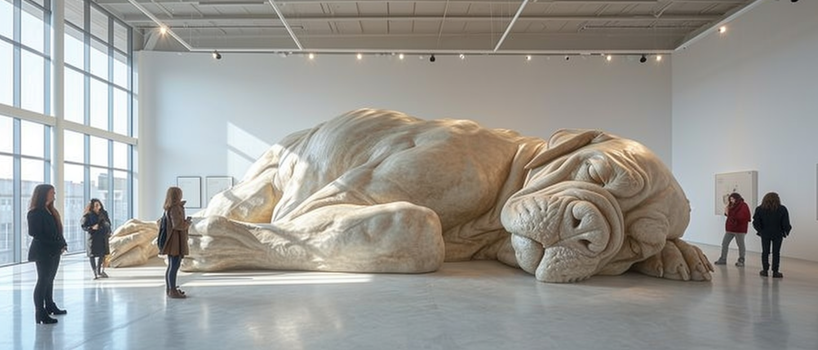 Large Dog Sculptures Sleeping Peacefully