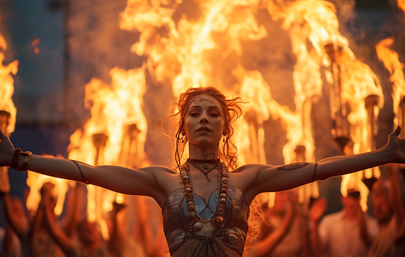 firebowl and female priest photo