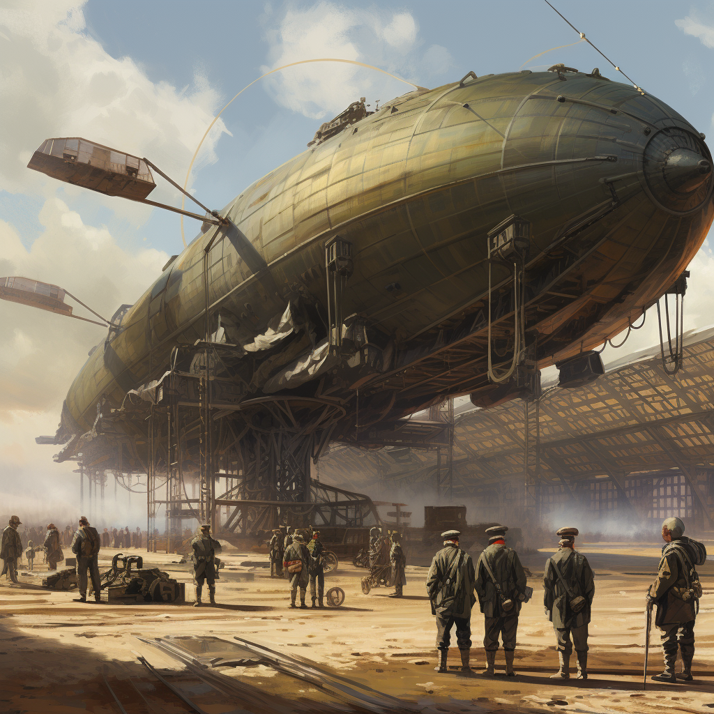 Hanger Airship Cargo Soldiers