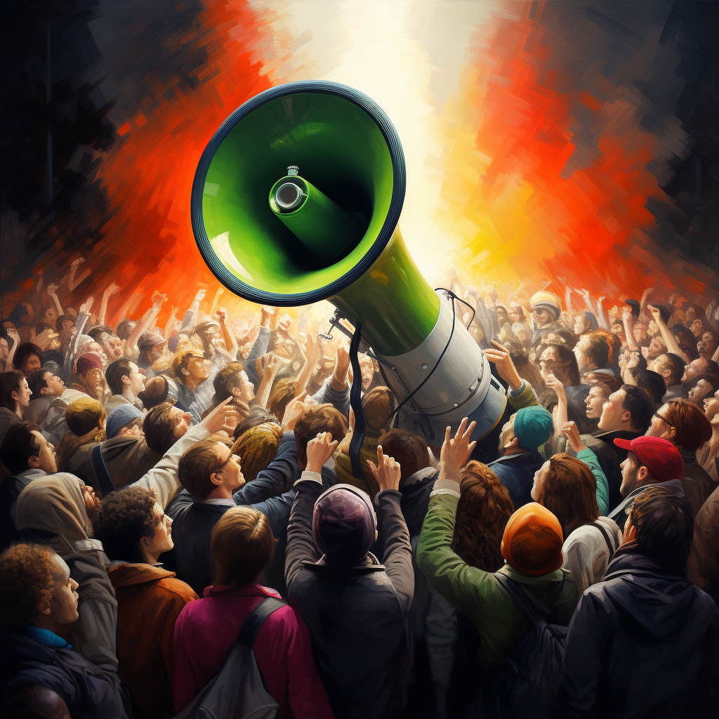 Large Megaphone in Crowd