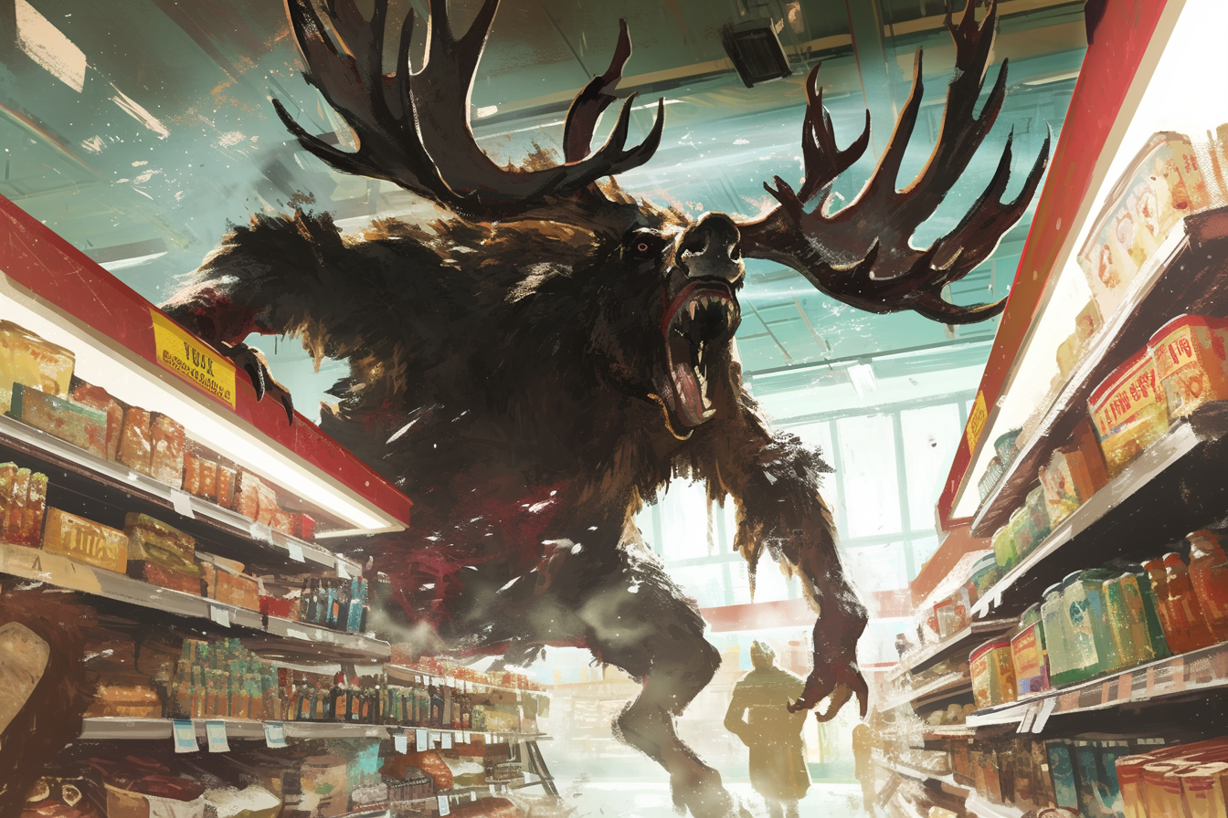 Horrifying Moose Supermarket Scene