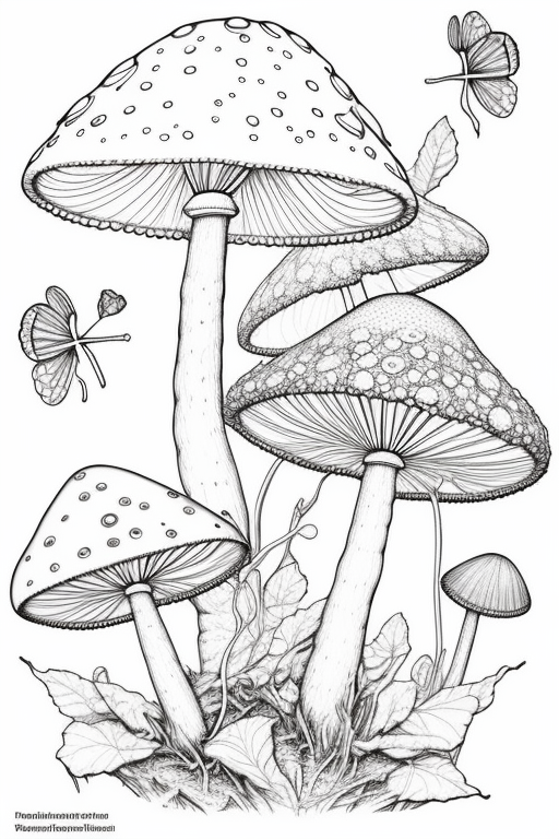 Large Morrel Mushrooms Fantasy Coloring Page