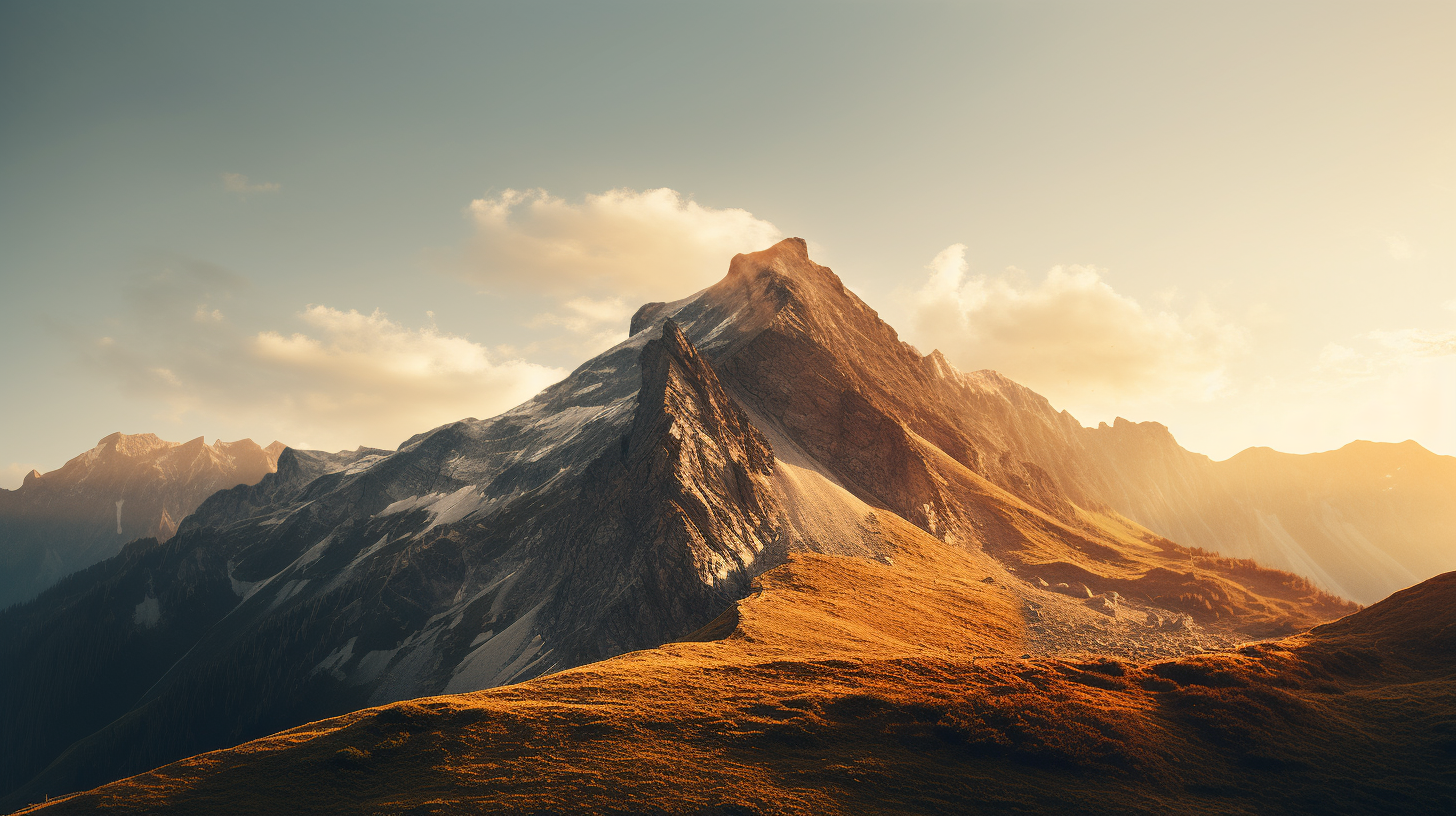 Scenic mountain landscape at golden hour