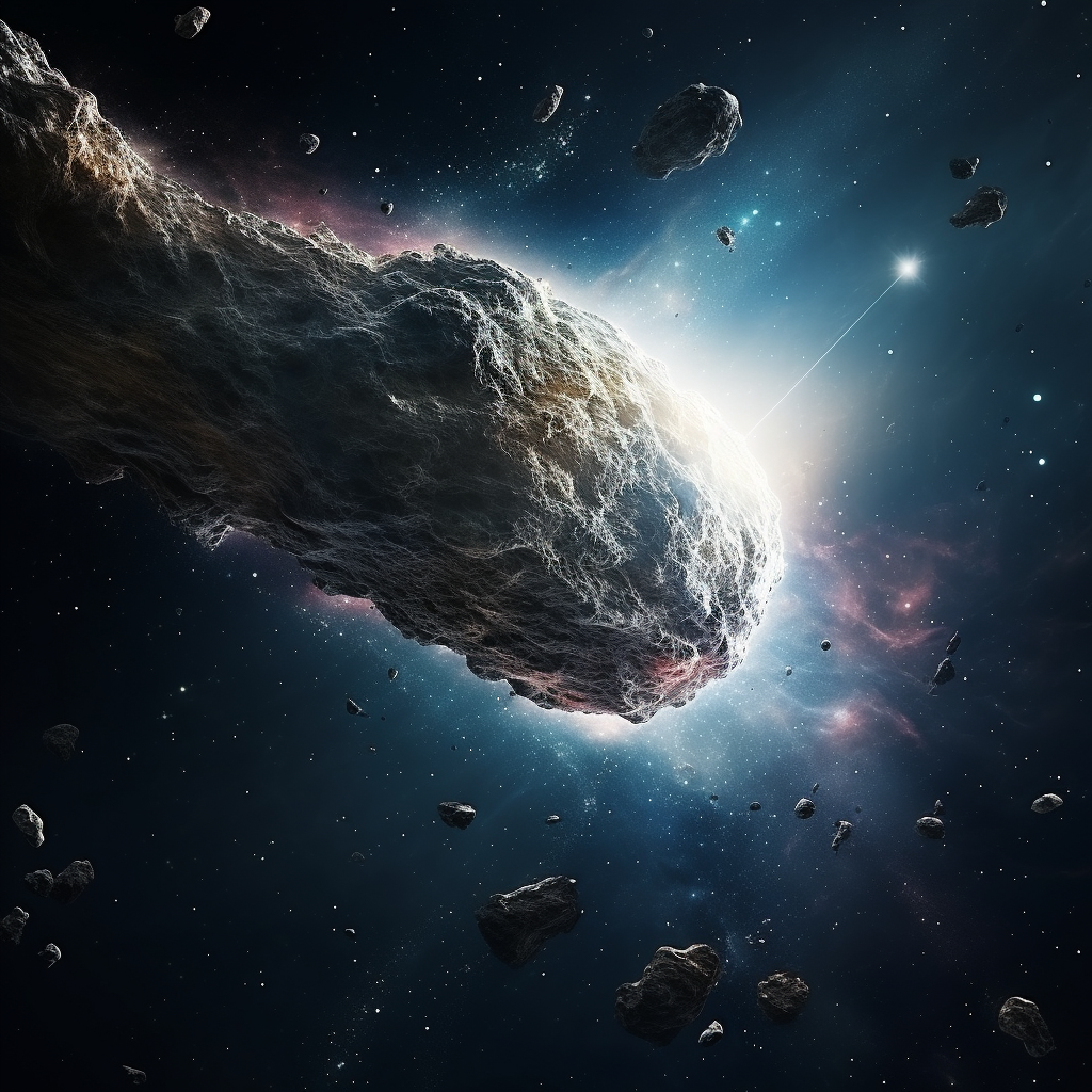 Hyper detailed image of a large comet in space