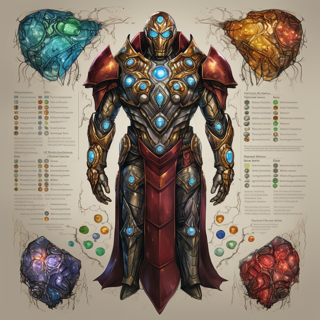 Medieval armor covered in gems