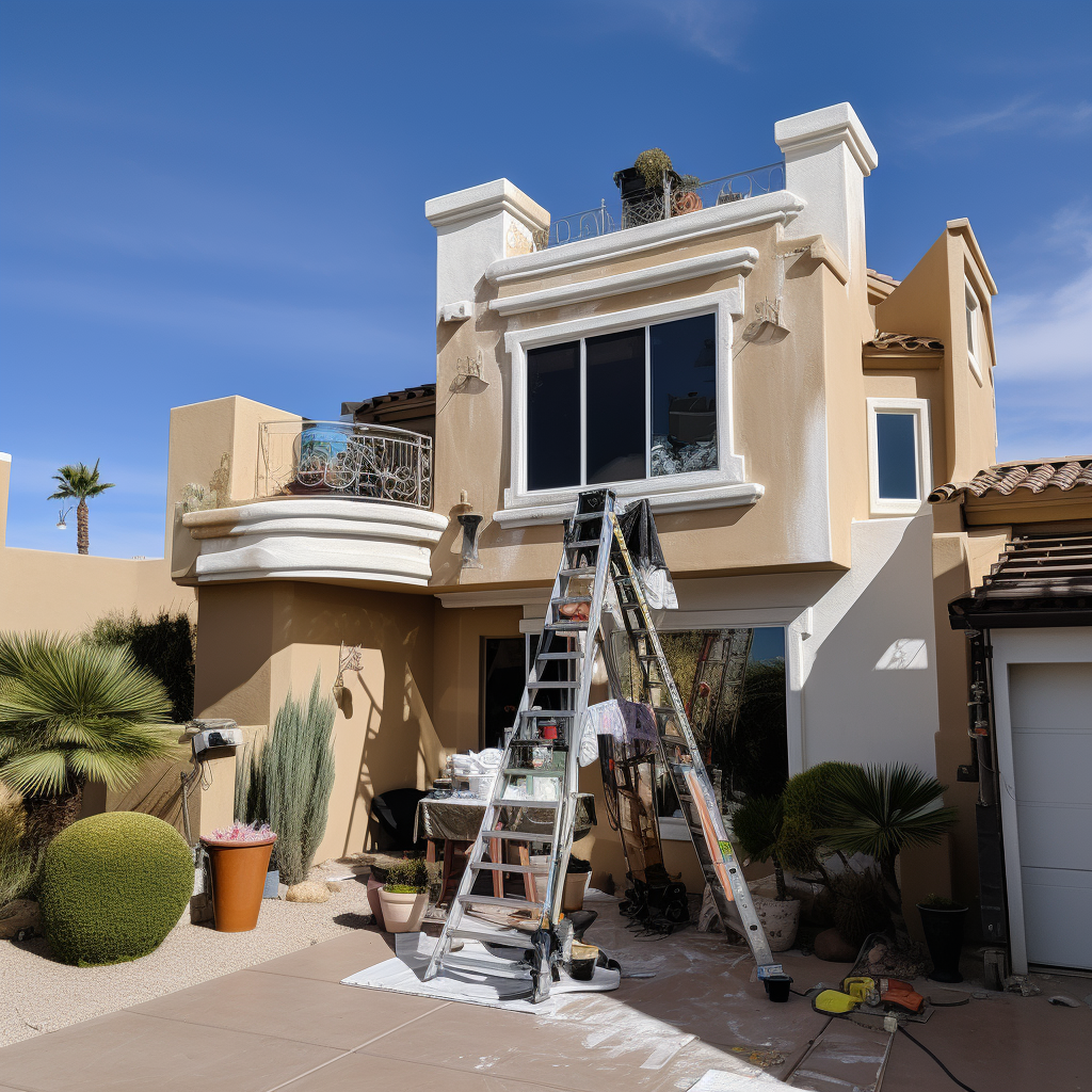 Two-story Las Vegas home with painting equipment