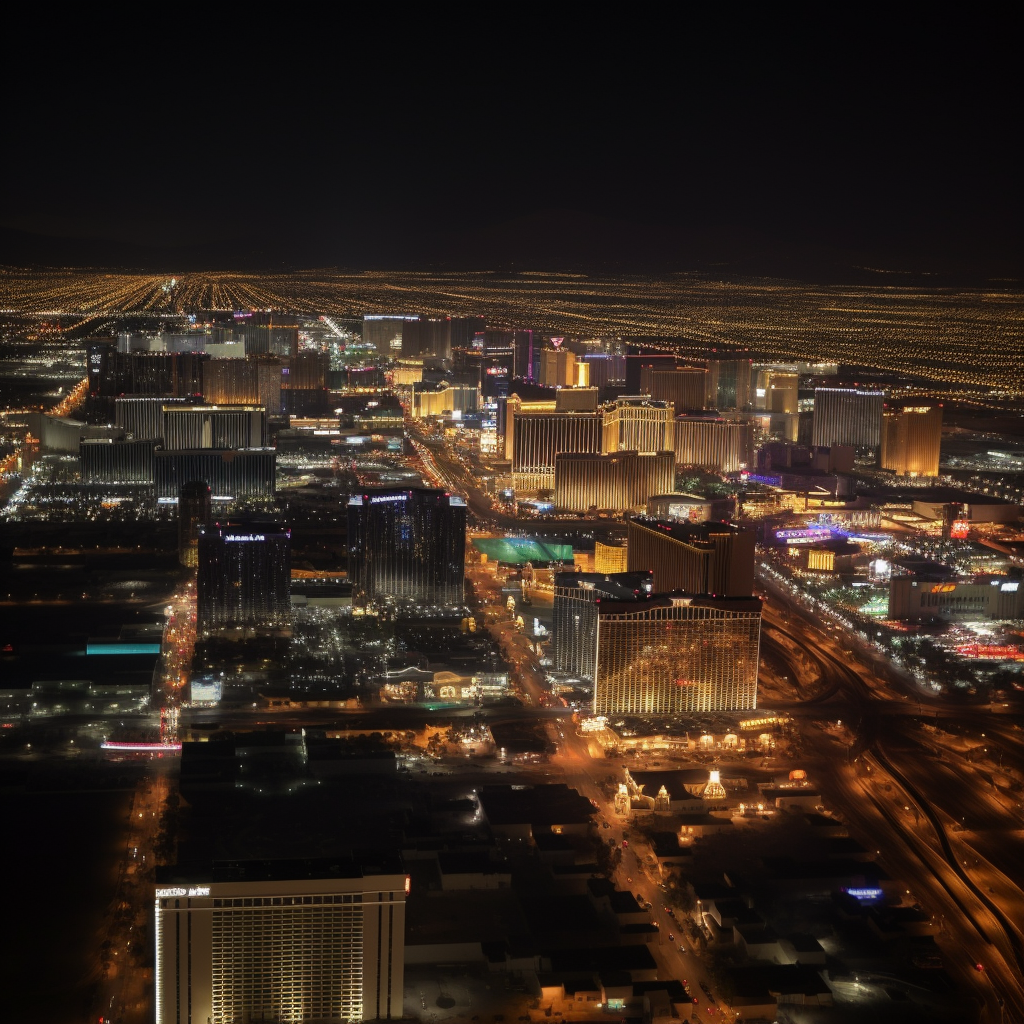 Las Vegas night skyline with bright lights