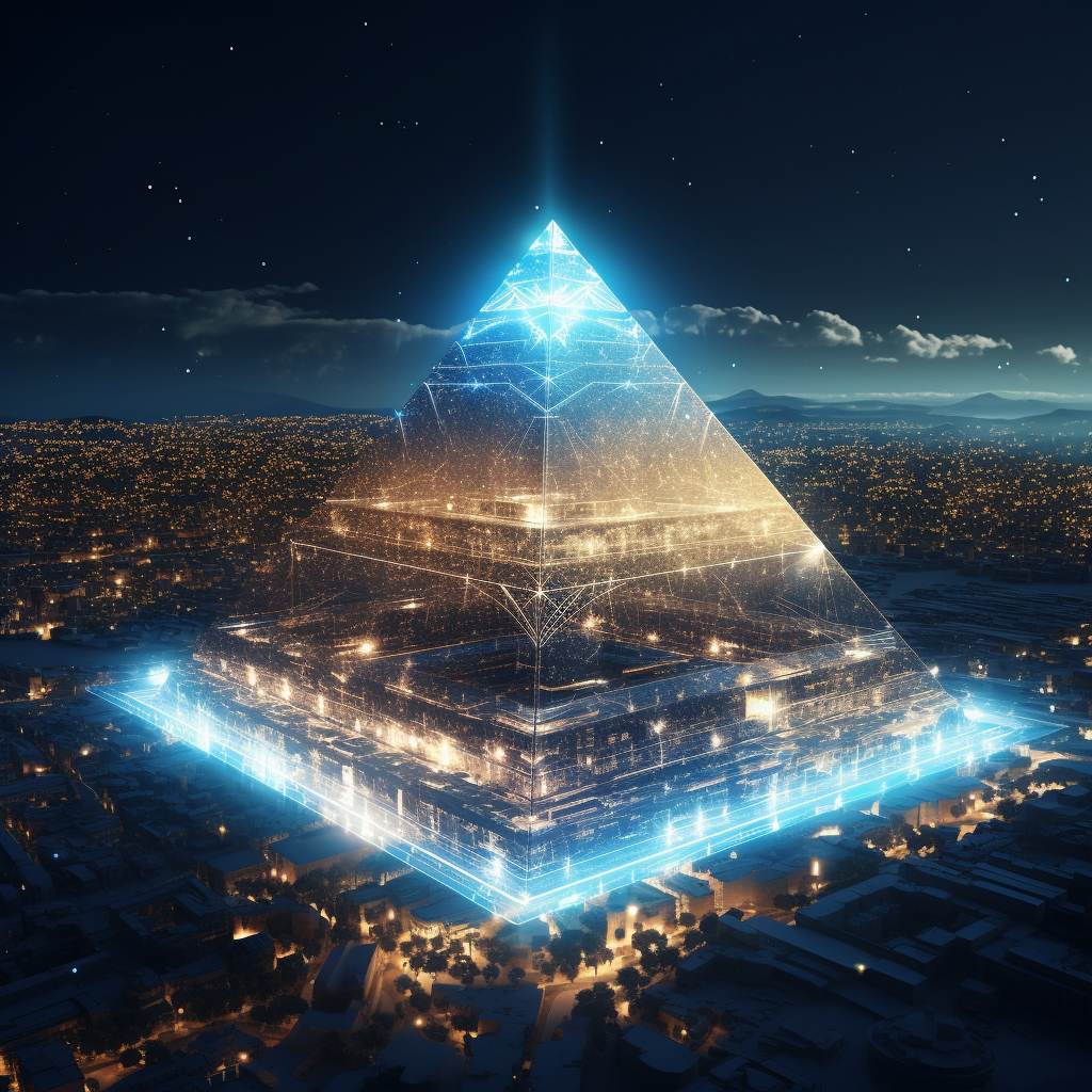 Photorealistic laser-light pyramid