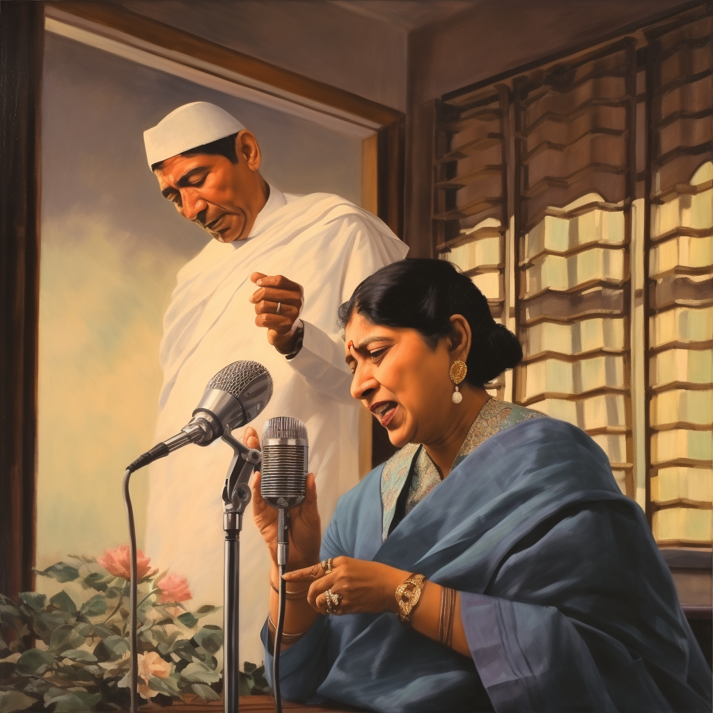 Lata Mangeshkar singing in front of Pundit Nehru