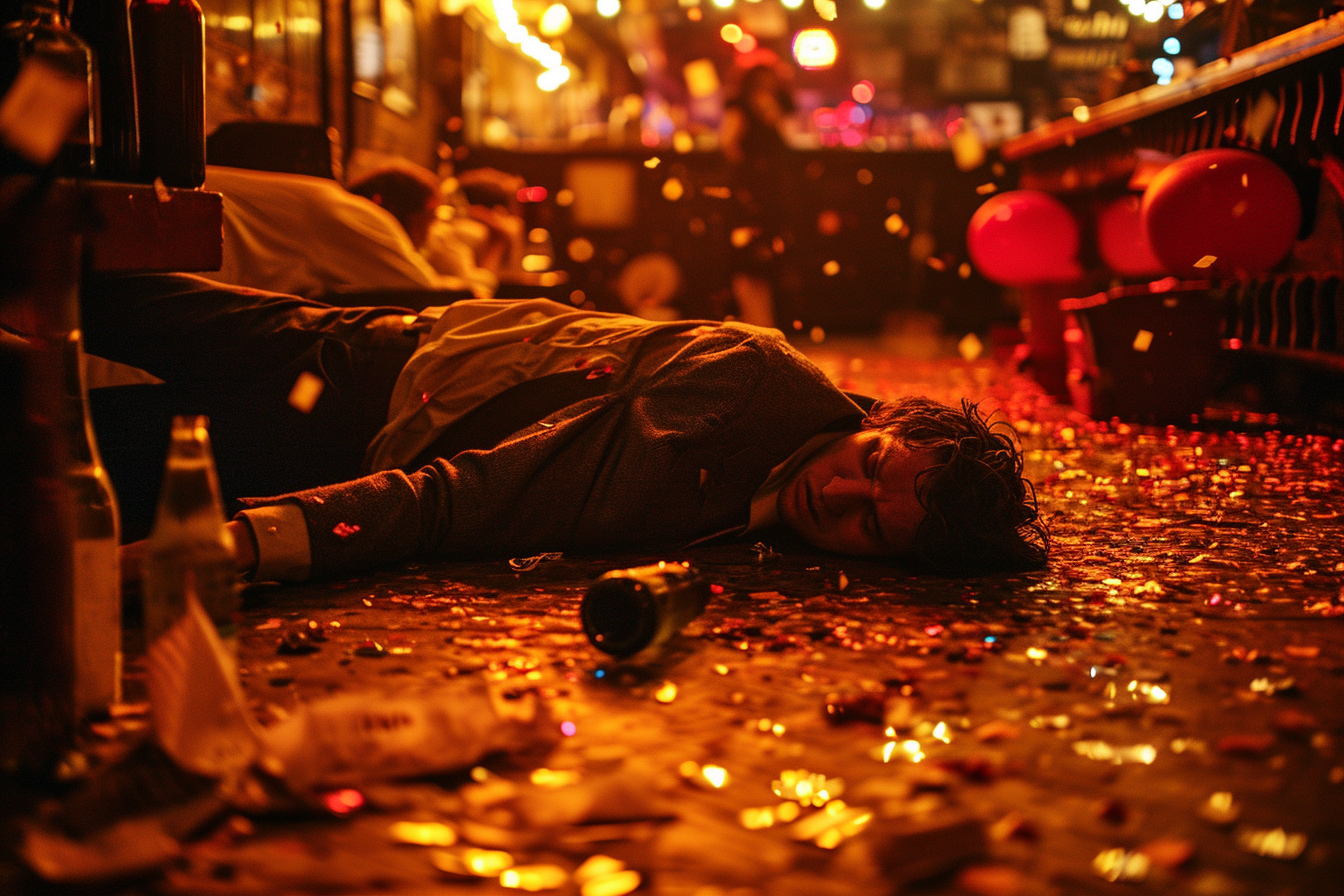 Man passed out on bar floor