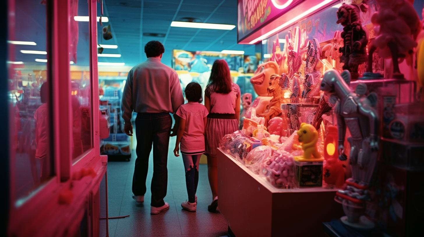 Latin family shopping at toy store