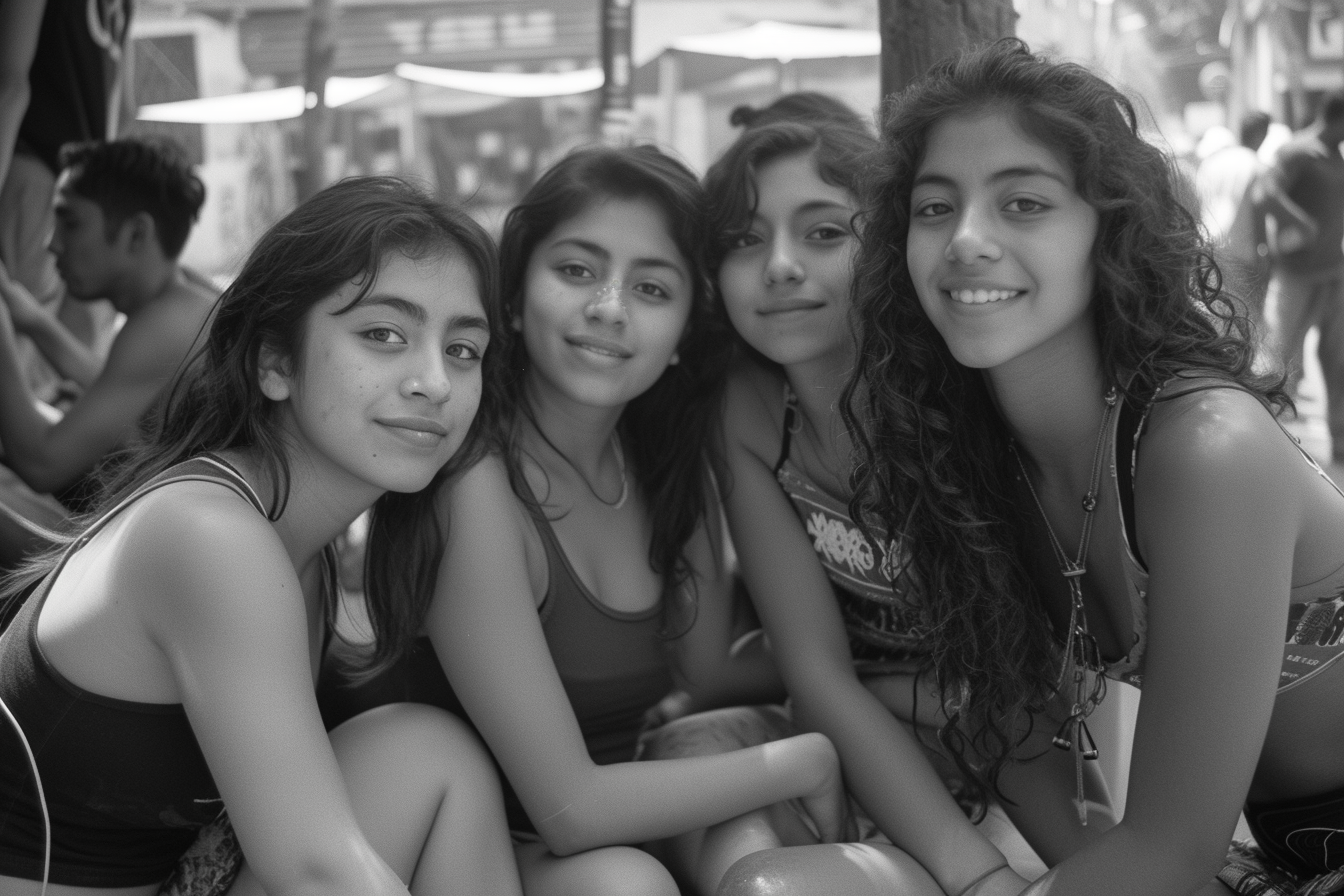 Group of Latina Girl Friends Chilling After Marathon