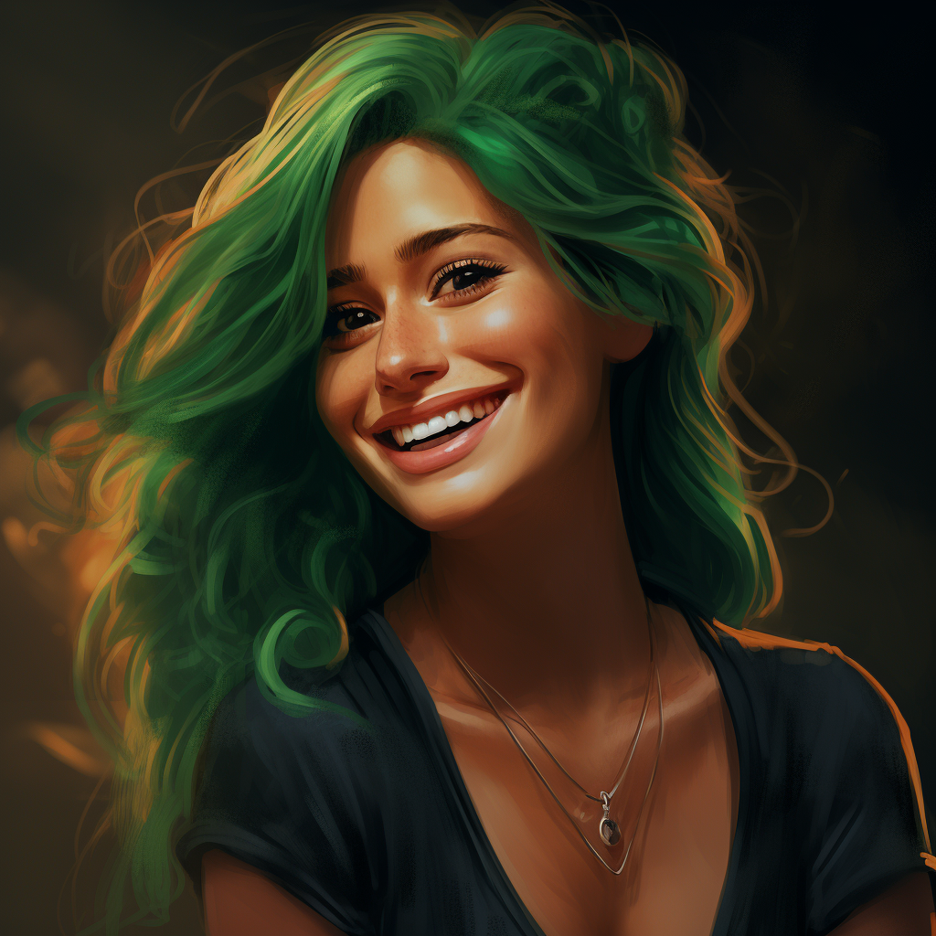 Latina Julia Roberts with Green Hair and Cute Dimples