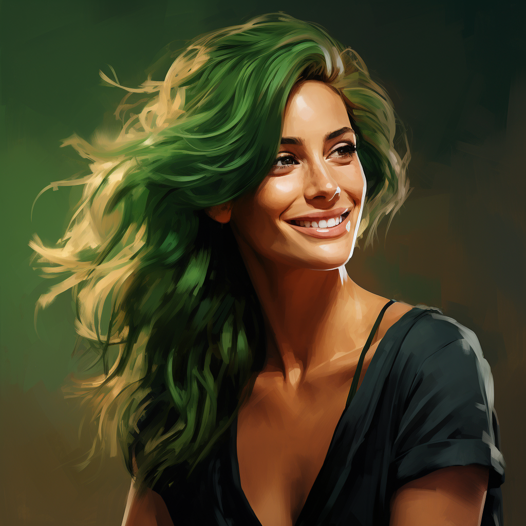 Latina Julia Roberts with stunning green hair and dimples